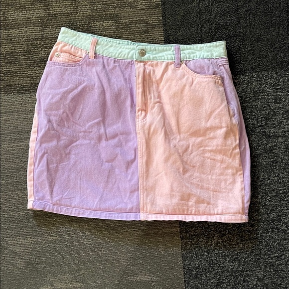 Lazy Oaf Pastel color block cotton skirt 34 - Picture 1 of 8